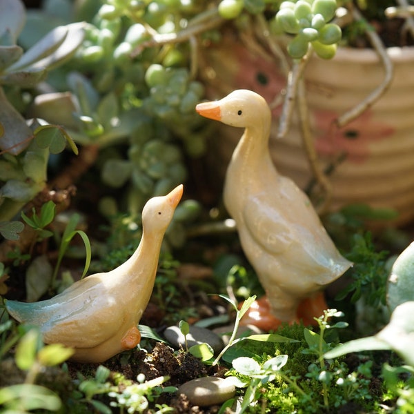 Fairy Miniature White Duck Fairy Garden Supplies Terrarium DIY Accessories Animal Figurines