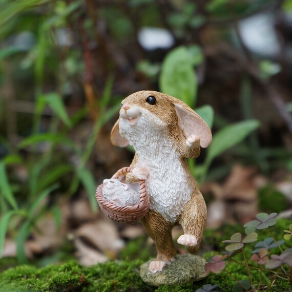 2 PCS//set Mini Rabbit Miniature Figurine Ornament Plant Pot Fairy Garden Decor