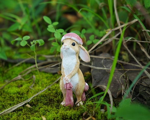 Jardin féerique miniature petit lapin mignon avec chapeau en forme de  champignon, mini fournitures de jardin accessoires de terrarium bricolage  figurine animale -  France