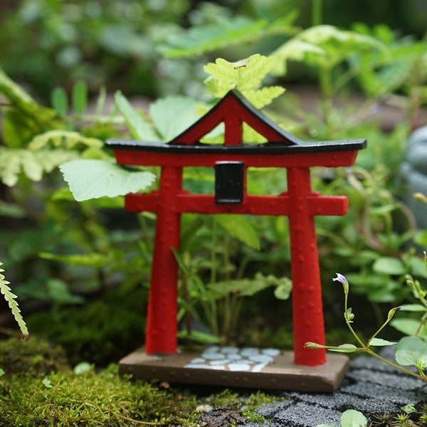 Petite figurine Ksitigarbha Torii rouge de style zen miniature, fournitures de jardin, accessoires de terrarium