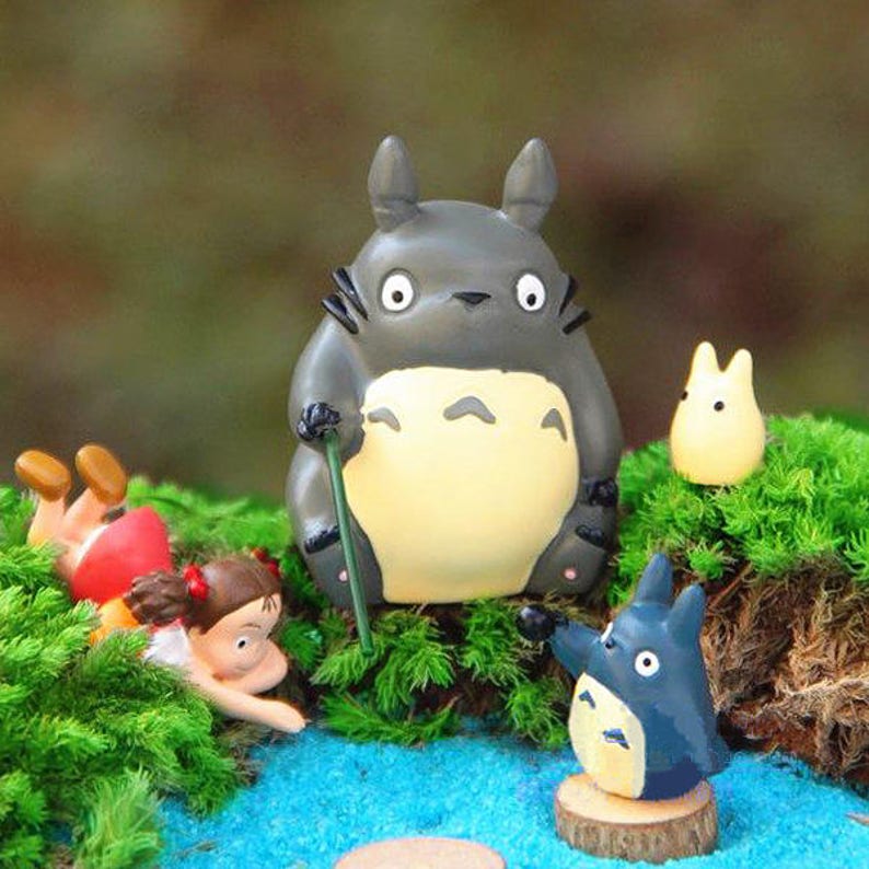 A set 4pcs Totoro and Girl Fishing Water Pool Ghibli Etsy