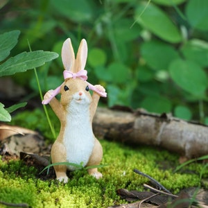Fairy Miniature Small Rabbit with Bowknot Mini Garden Accessories Plant / Dollhouse /Garden Decor DIY Terrarium Accessories