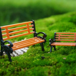 2pcs Fairy Garden Mixed Size Tiny Park Bench Mini Garden Supplies Terrarium Miniature  DIY Accessories