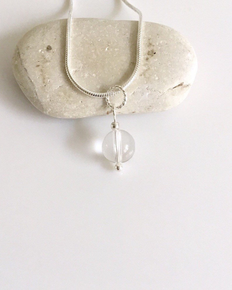 Clear Quartz Charm PendantGemstone PendantCrystal PendantHealing PendantChakra PendantSterling Silver