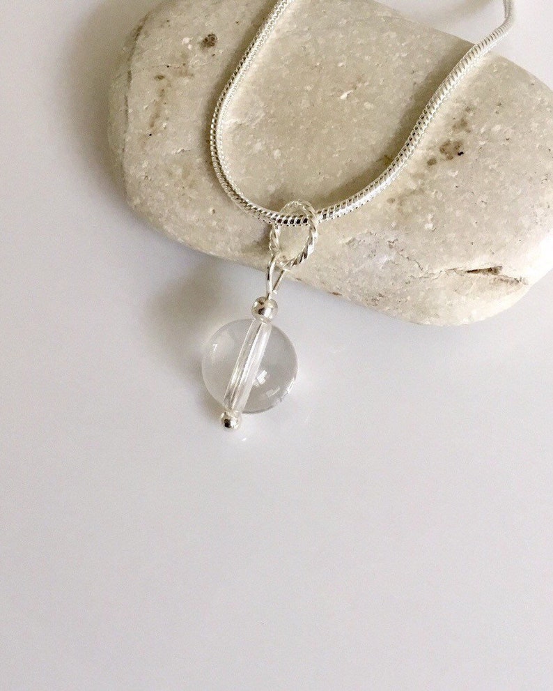 Clear Quartz Charm PendantGemstone PendantCrystal PendantHealing PendantChakra PendantSterling Silver