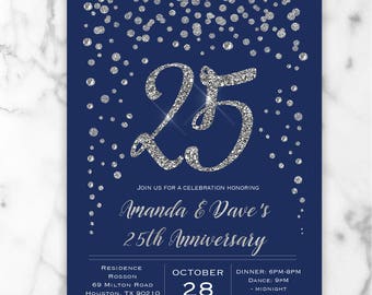 25th anniversary invitations etsy