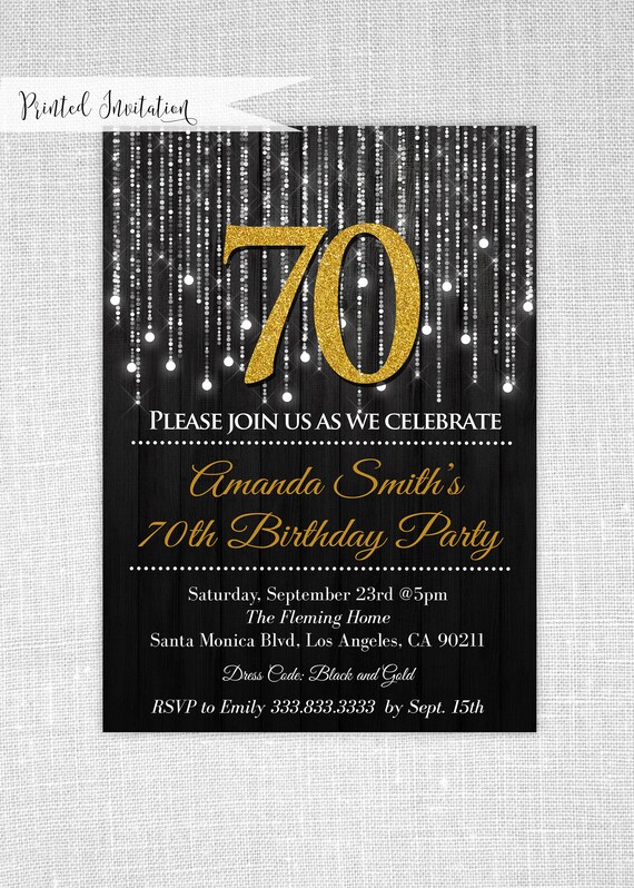 Items Similar To Black And Gold 70th Birthday Invitations 70th Birthday Invitations Templates 70th Birthday Invitation Templates