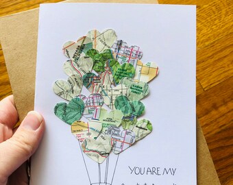 Hot Air Balloon Valentines Day Card