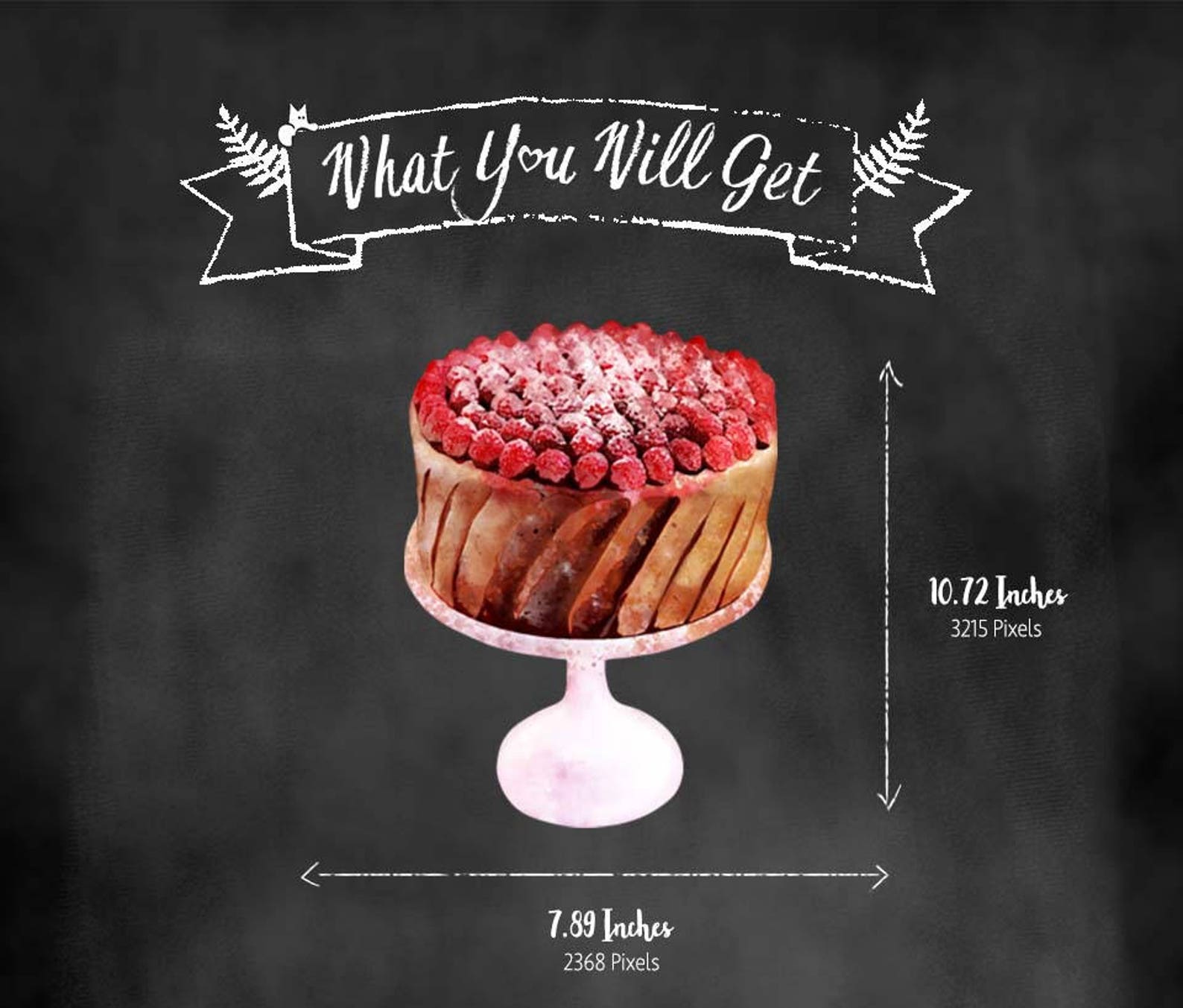 Raspberry Chocolate Cake Clipart Dessert Clipart French Etsy