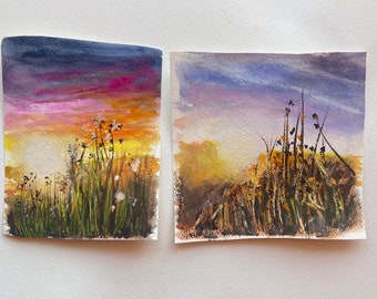 Two little sunlit paintings in goauche on watercolor paper