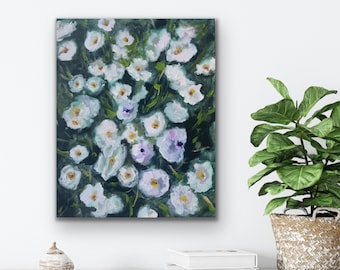 Walking through the flower field, Impressionism, original oil painting on canvas