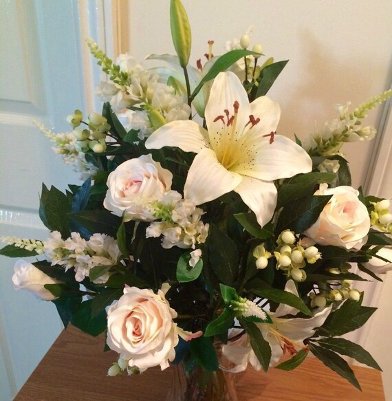 Beautiful Large Artificial Flowers Hand Tied Bouquet Gift Etsy