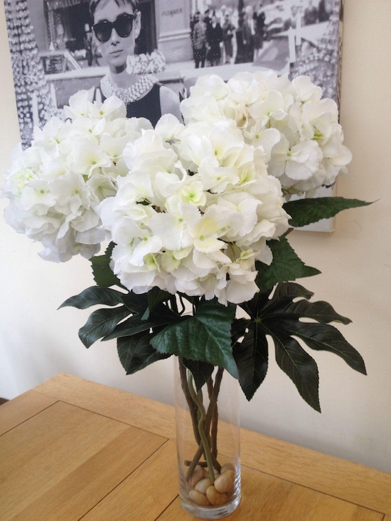 Stunning Large Hydrangea Artificial Flower Vase Arrangement Etsy