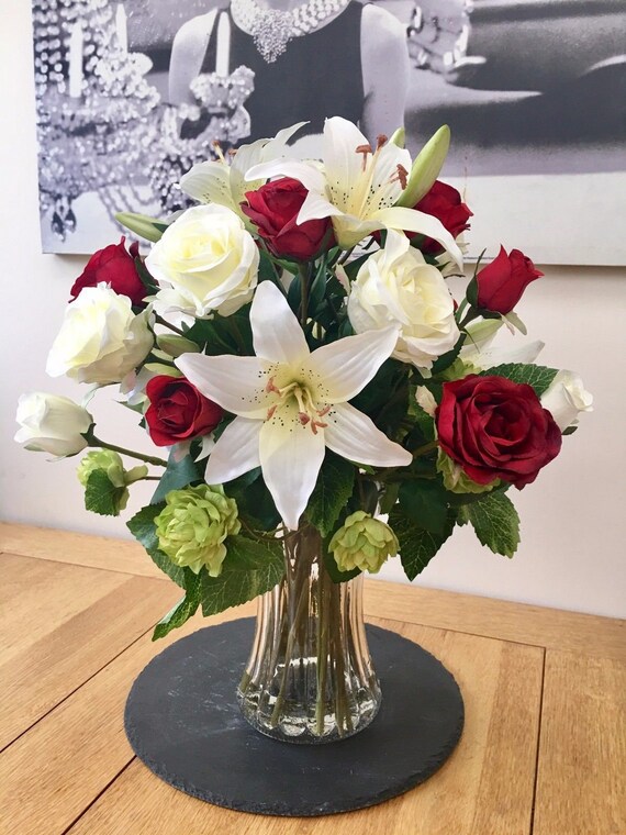 Home & Garden EXTRA LARGE ARTIFICIAL FLOWERS ARRANGEMENT IN VASE