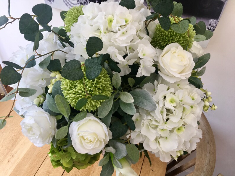 Extra Large Artificial Flowers Vase Arrangement White Green Etsy