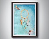 Watercolor DreamCatcher, Printable Art, Boho Printable, Feather Print, Tribal Wall Art, Native American Decor, Teen Wall Art, Home Decor,