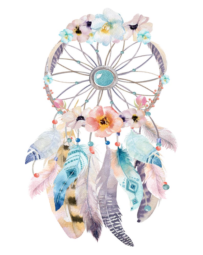 Watercolor DreamCatcher Flower Dream Catcher flower Dream Etsy
