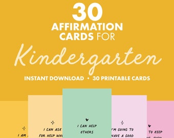 Starting Kindergarten Positive Affirmations for Kids for School, Morning Affirmations for Children, Kids Affirmation Card Deck Printable