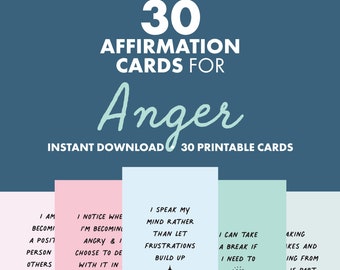 Healing Affirmation Cards, Positive Affirmations for Anger, Daily Affirmations for Releasing Anger, Calming Affirmations Anger Management