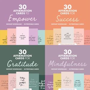 CONVERGE BUNDEL: Empower, succes, dankbaarheid en mindfulness afdrukbare bevestigingskaarten