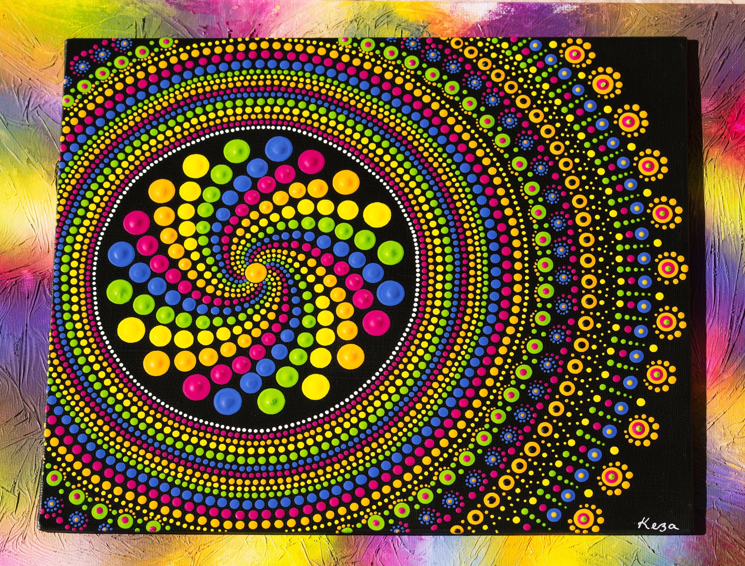 Original hand painted Mandala Dot Art Dot Painting Original hand painted Mandala Dot Art Dot Painting