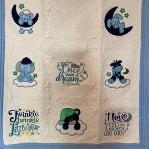 Baby Quilt, Nursery Rhyme Quilt, Baby Boy Quilt, Personalized Quilt, Baby Shower Gift, Baby Announcement