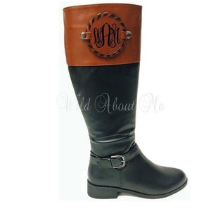 Monogrammed Riding Boots, Women's Riding Boots, Personalized Riding Boots, Two Tone Boots, Monogrammed Boots, Women's Monogrammed Boots