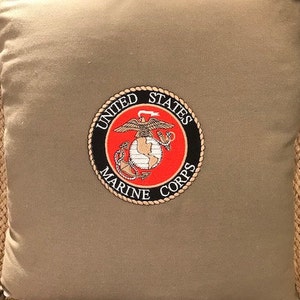 Military Memory Pillow, Home Decor Pillow, Military Memorabilia, Gift for Service Member, Military Branch Pillow, Custom Embroidered Pillow