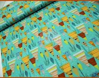 Lets go Feathers orange Camelot Fabrics Mijani