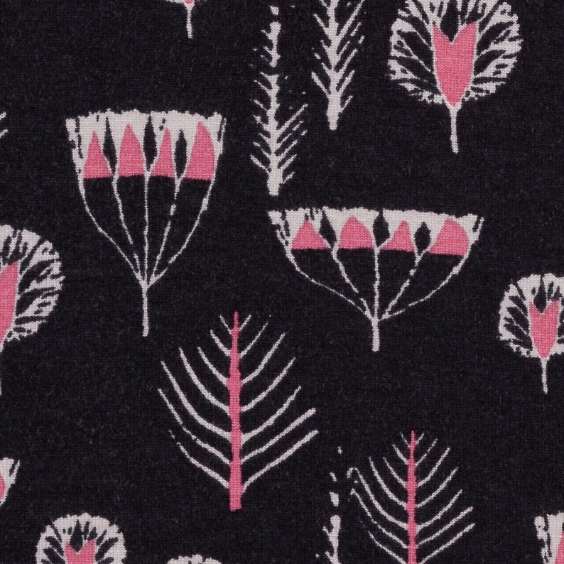 Senna viscose-Jersey petals black pink Mijani soft flowing viscose fabric 15,90EURmtr.
