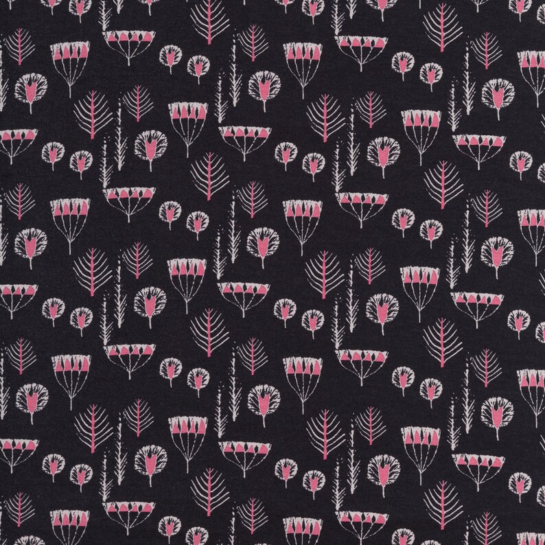 Senna viscose-Jersey petals black pink Mijani soft flowing viscose fabric 15,90EURmtr.