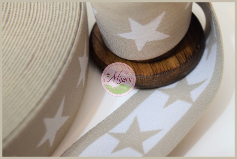 Rubber band 40 mm star sand Offwhite 1 m Mijani star Band