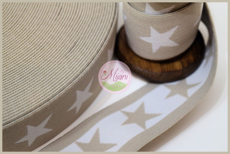 Rubber band 40 mm star sand Offwhite 1 m Mijani star Band