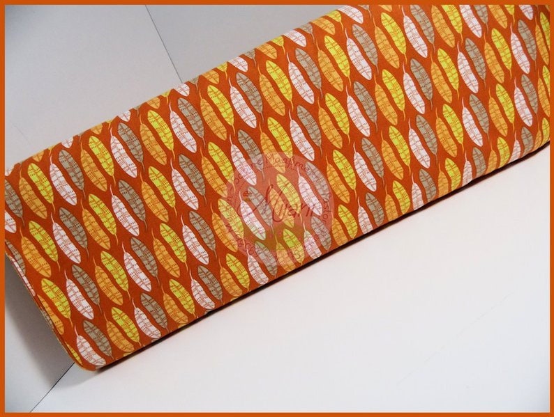 Lets go Feathers orange Camelot Fabrics Mijani