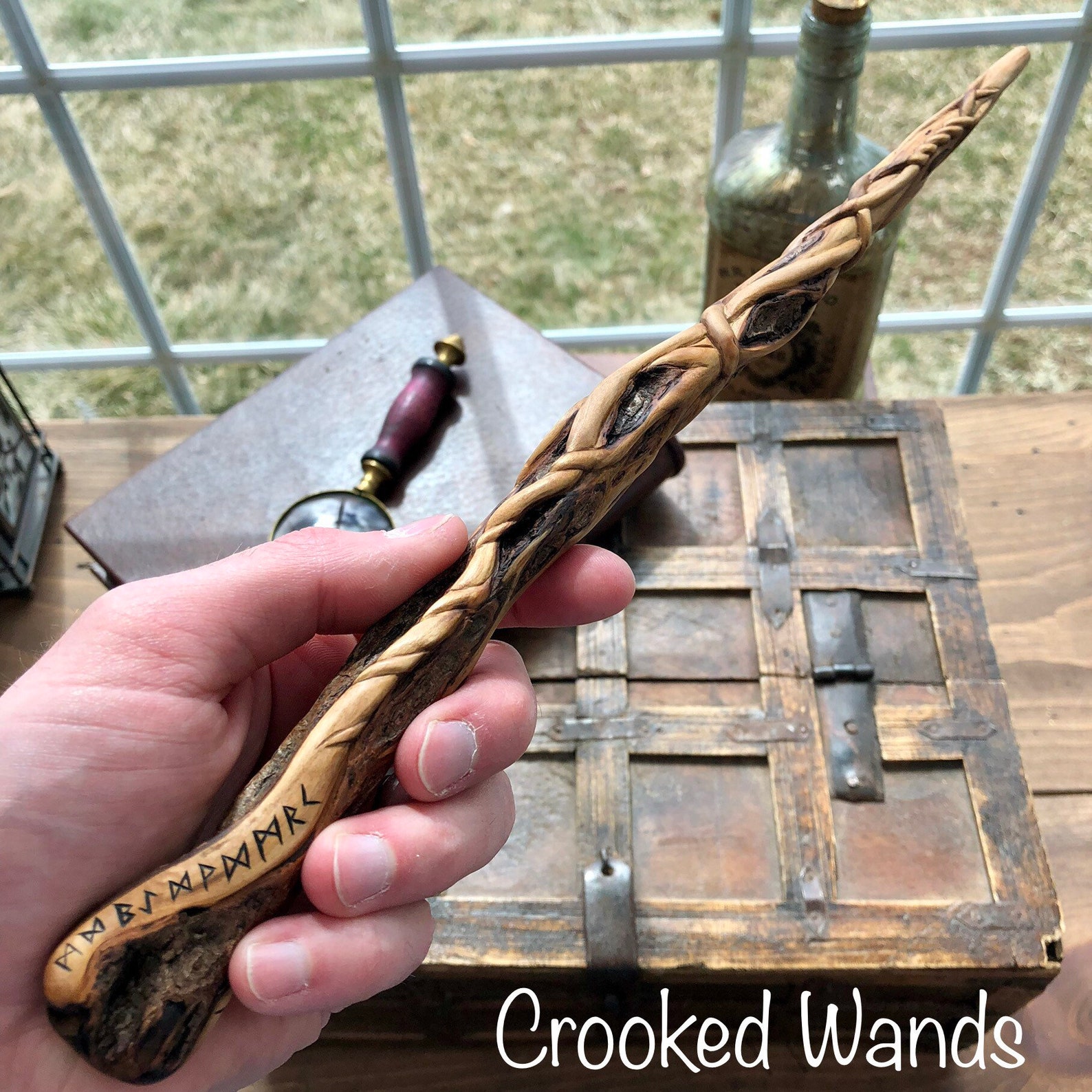 RESERVED LISTING Hand Carved Black Diamond Willow Wand // Etsy