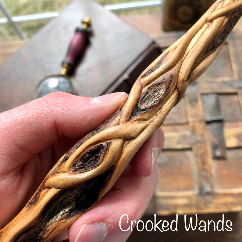 RESERVED LISTING Hand Carved Black Diamond Willow Wand // Etsy