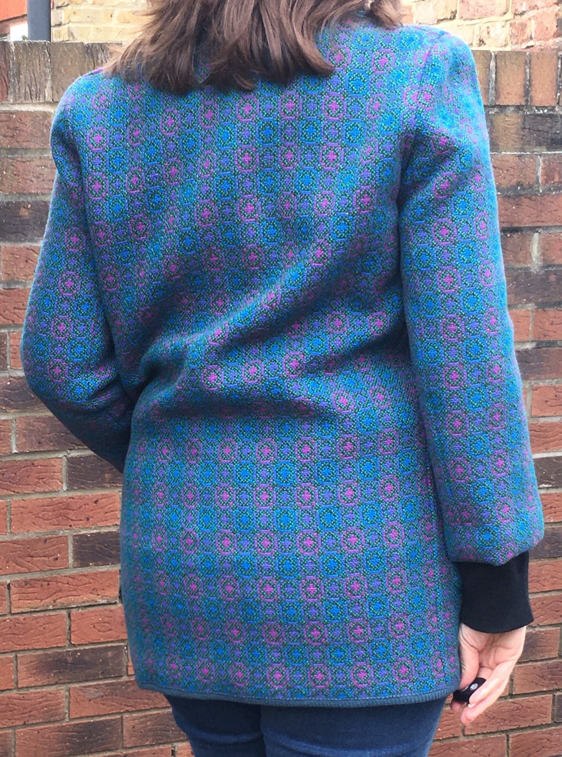 Vintage welsh wool tapestry jacket coat blue turquoise Etsy