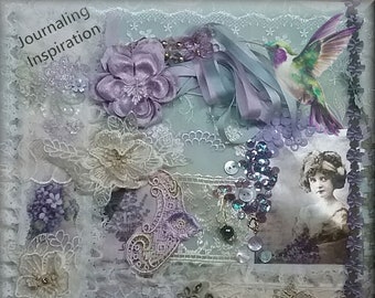 Lace Journaling Supplies Journaling Inspiration Slow Stitching Fabric Crafts Snippet Strip Embellishments Laces Vintage Image Violet Gold.