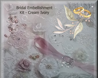 Slow Stitching Fabric Embellishment Pack Lace Journaling  Wedding Sewing Bridal Accessories Embellishing Textile Art Ivory Cream