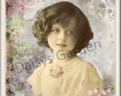 Satin Vintage Collage Girl Lace Dress Art Fabric Print Textile Arts
