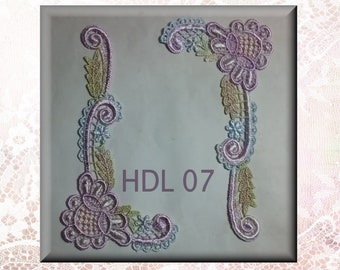 Hand Dyed Lace Appliques, Blue, Wisteria, Lilac, Green Tones -   Crazy Quilting Supplies, Crafts, Sewing, Embellishing.