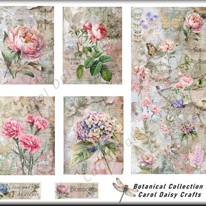 Botanical Fabric Panel: Watercolor Flowers, Crazy Quilting Cotton (32x28 cm)