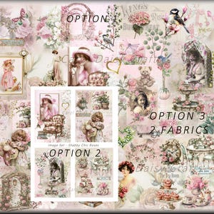 Tygkonstpanel med rosor och shabby elegans: Rosa blomcollage, sömnadsinspiration