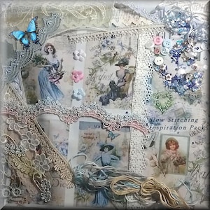 Slow Stitching Inspiration Pack French Vintage Fashion Hand Stitching Embroidery Gift for Crafter