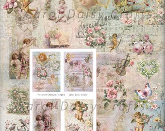 Shabby Elegance Angel Fabric Panel: Soft Cotton Art Quilting Textile
