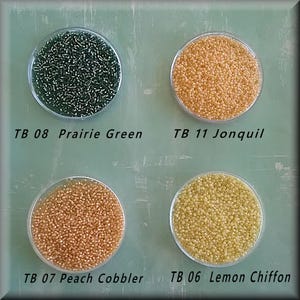 Toho Seed Bead 11/0 -  Lemon, Apricot,  Peach, Prairie Green, Beading, Embellishments, Crazy Quilting, Embroidery