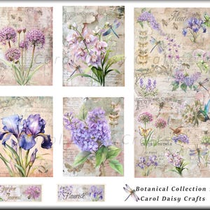 Lilac Floral Fabric Panel: Cotton Botanicals for Sewing, Quilting