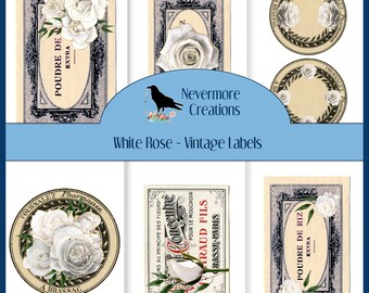 White Rose DIGITAL Vintage Labels