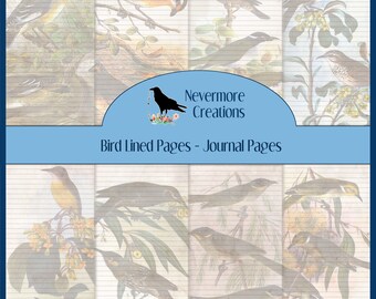 Bird Lined Pages DIGITAL Journal Pages