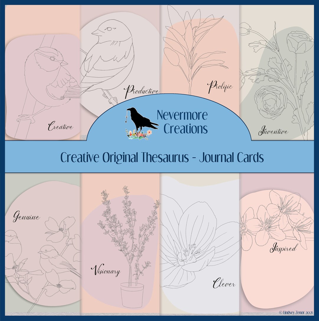 Creative Original Thesaurus DIGITAL Journal Cards Etsy